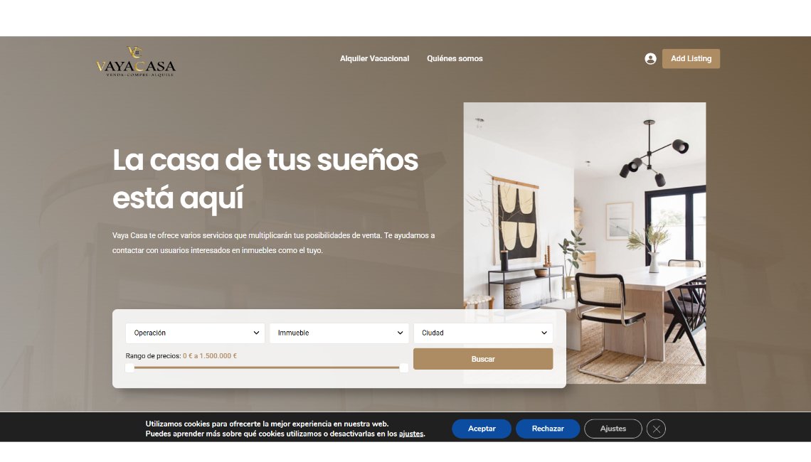 Portal inmobiliario Vaya Casa diseñado por Engranaje Studio
